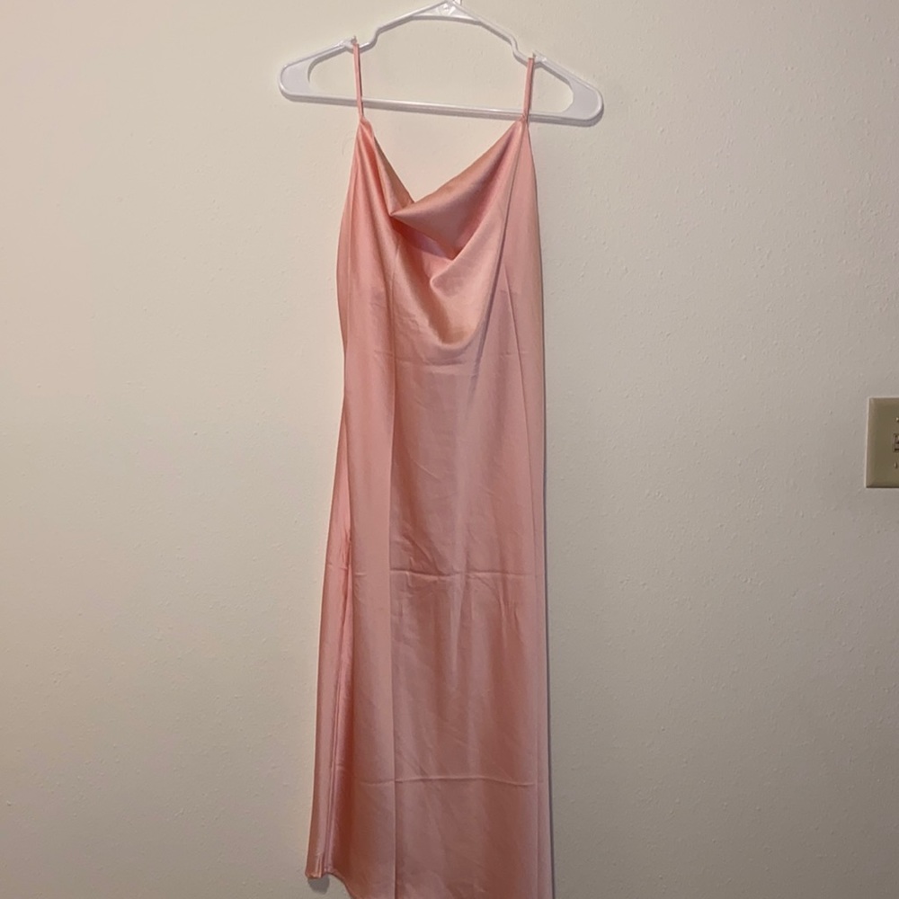 NWT Petal + Pup Pink Asymmetrical Shimmer Gown